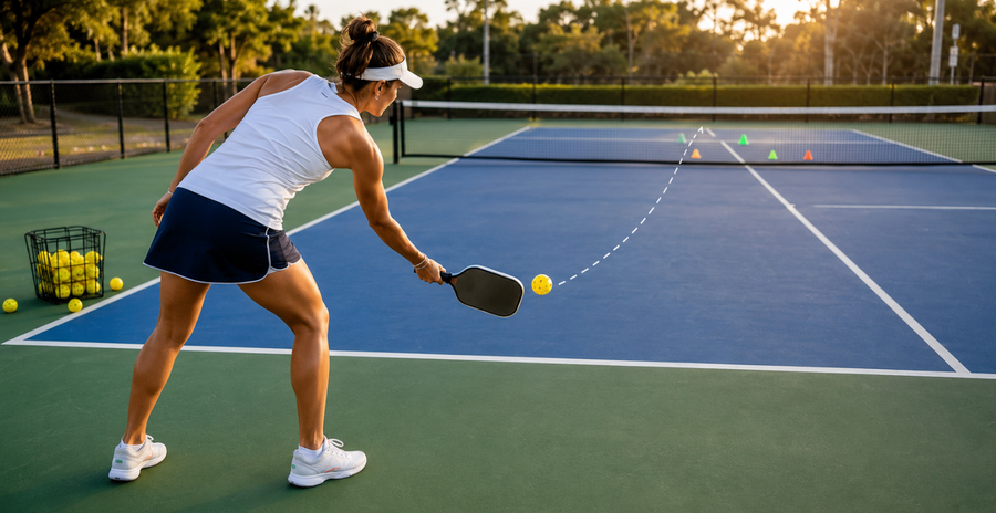 female showing on how to do the volley serve in pickleball