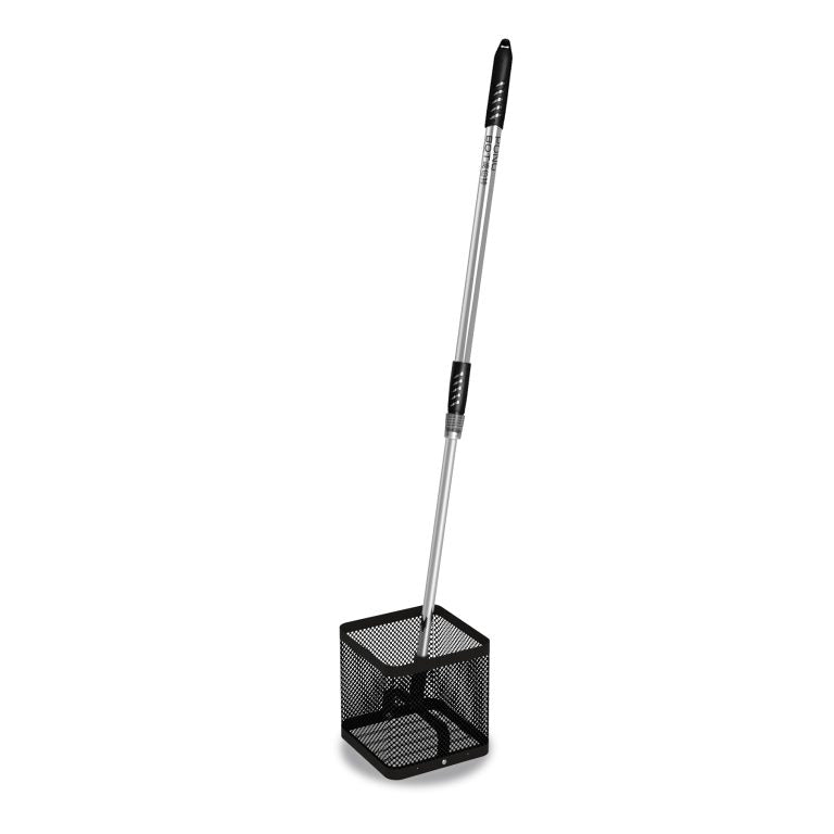 PongBot table tennis ball picker with telescoping handle and mesh basket