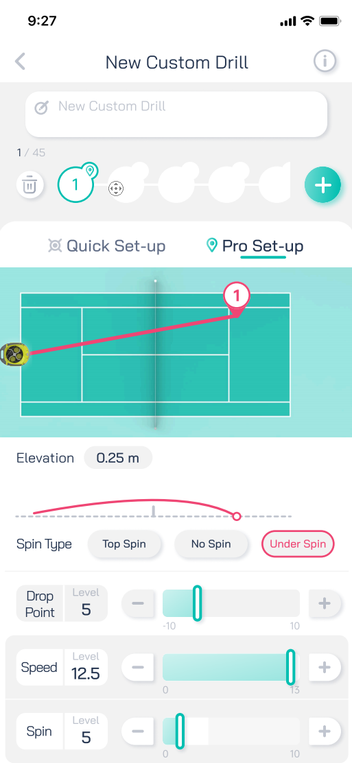 Tennis app screen
